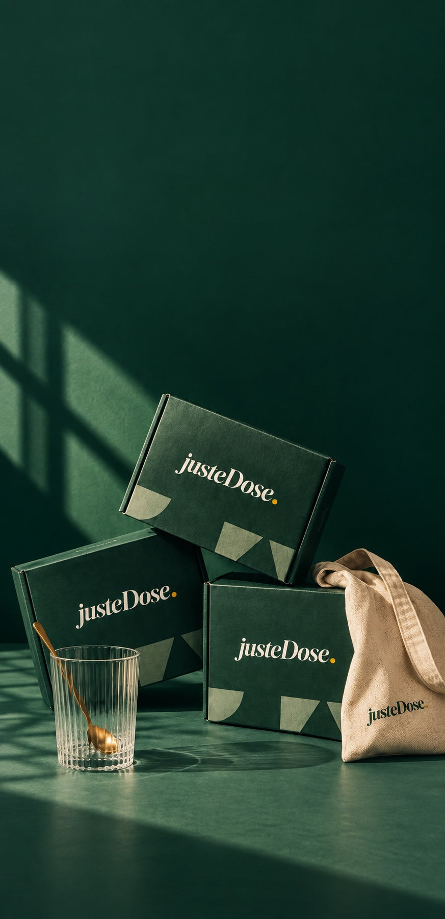 Coffret Édition Fondatrice JusteDose avec verre, cuillère et tote bag offerts